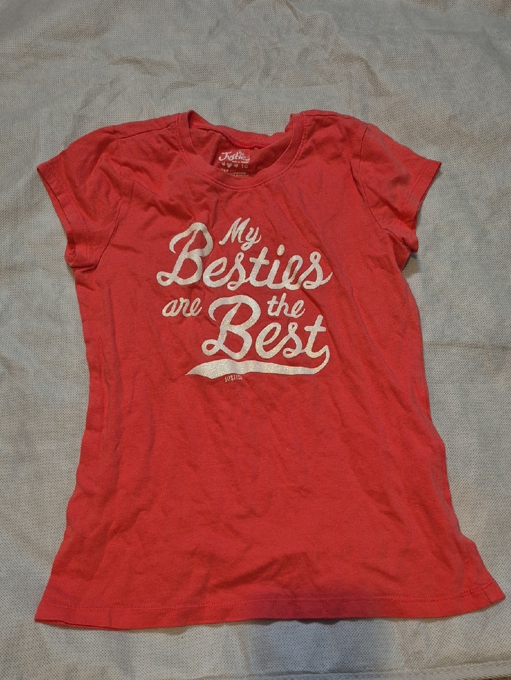Justice Red Girls' Short Sleeve Tee with White Script